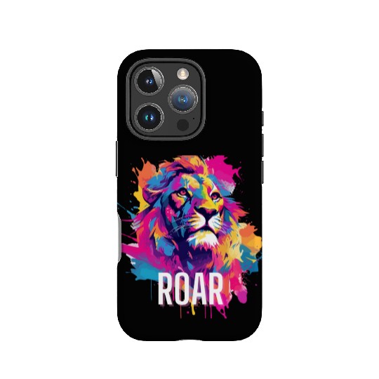 Roar IPhone Cases: Lion Synthwave Graffiti Kids IPhone Cases