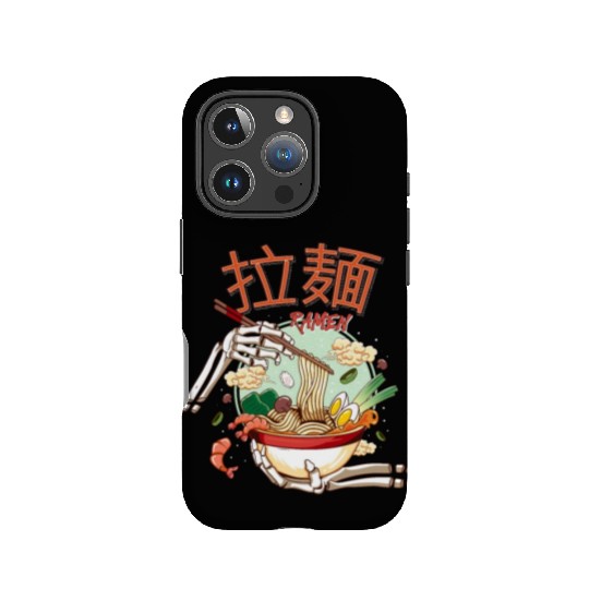 skeleton hands eating ramen noodle soup bowl art IPhone Cases