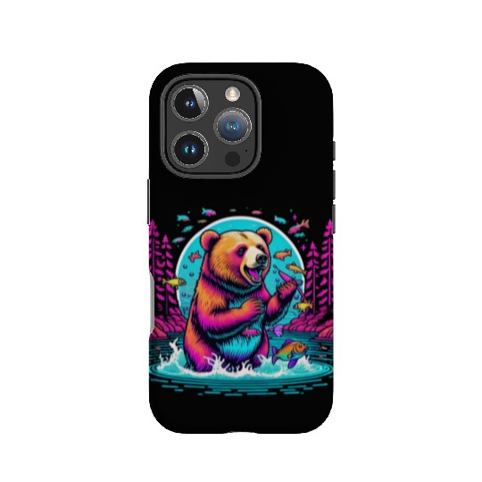 Joyful Bear Fishing in River IPhone Cases