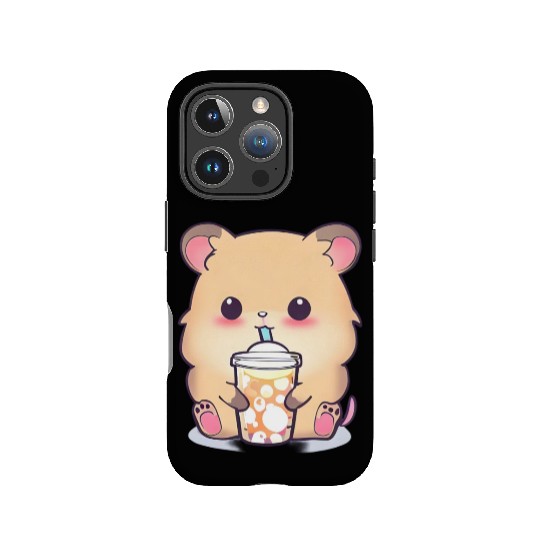 Kawaii hamster with bubble tea IPhone Cases