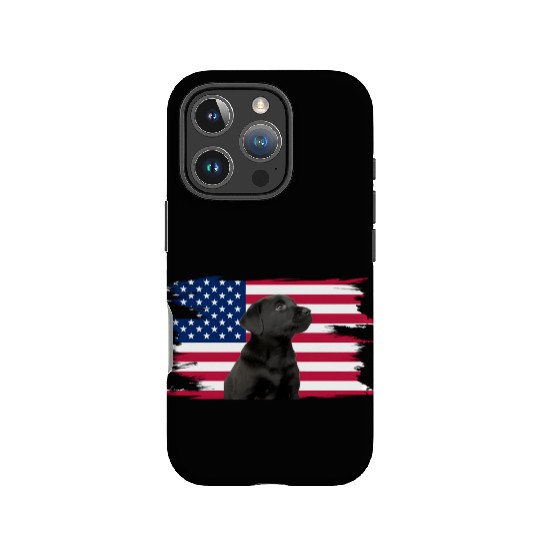 American Flag Dog Black Lab Puppy IPhone Cases