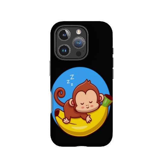 Cute Monkey Sleeping On Banana Cartoon IPhone Cases