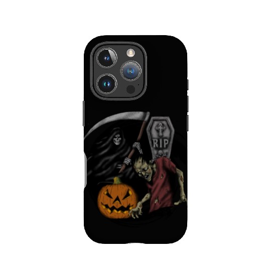 Scary pumpkin zombie Halloween grim reaper IPhone Cases