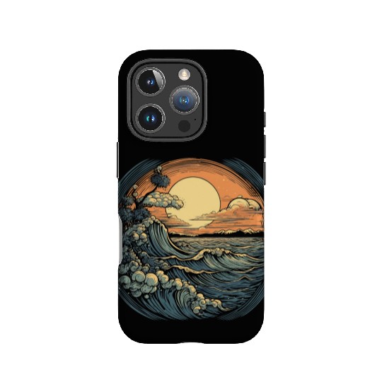 serene ocean sunset with large waves (4) IPhone Cases