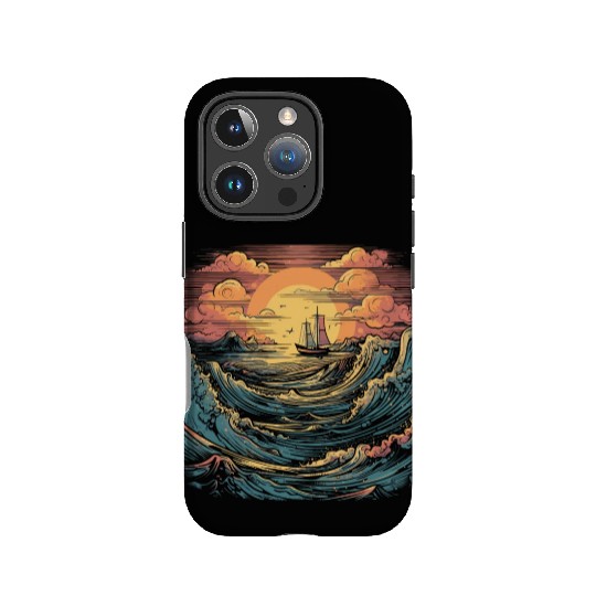 serene ocean sunset with large waves (9) IPhone Cases