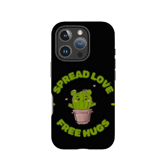Spread Love Free Hugs Funny Cactus in a Pot IPhone Cases