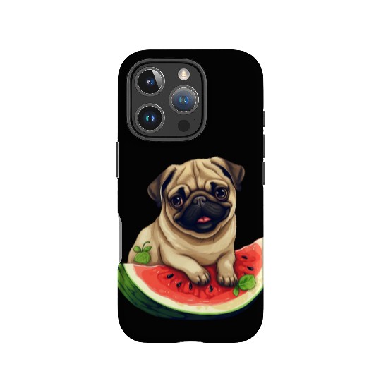 Pug with Melon, Funny Summer Design for Dog Lovers IPhone Cases