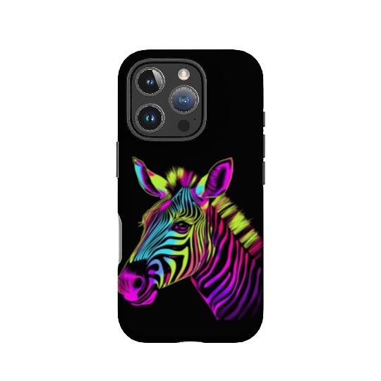 Zebra Neon Colors Portrait IPhone Cases