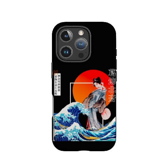 The Great Wave off Kanagawa'n woman wearing kimono IPhone Cases