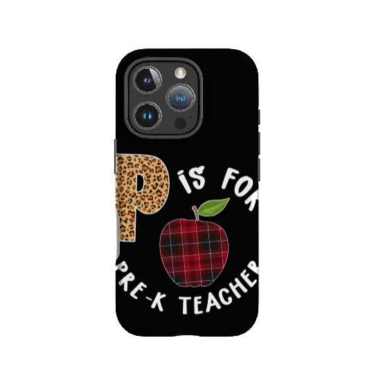P Is For Pre K Teacher Leopard Buffalo Plaid T IPhone Cases