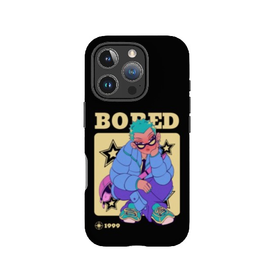 Black Cream Blue Y2K Anime Illustrated Bored IPhone Cases