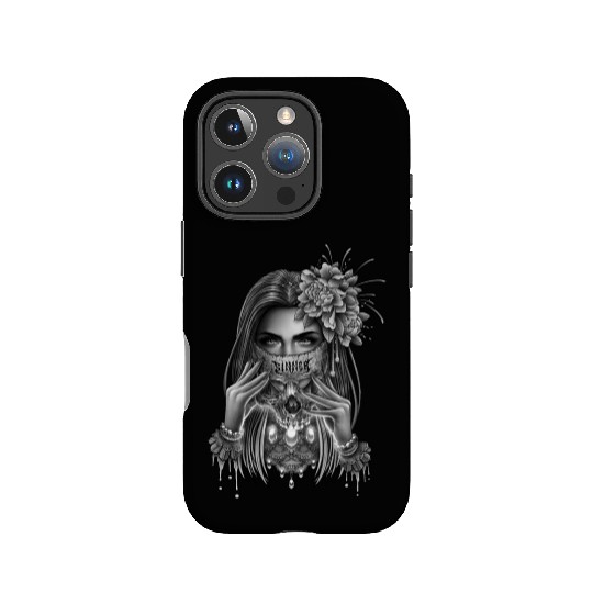 skull mask and peony flower IPhone Cases