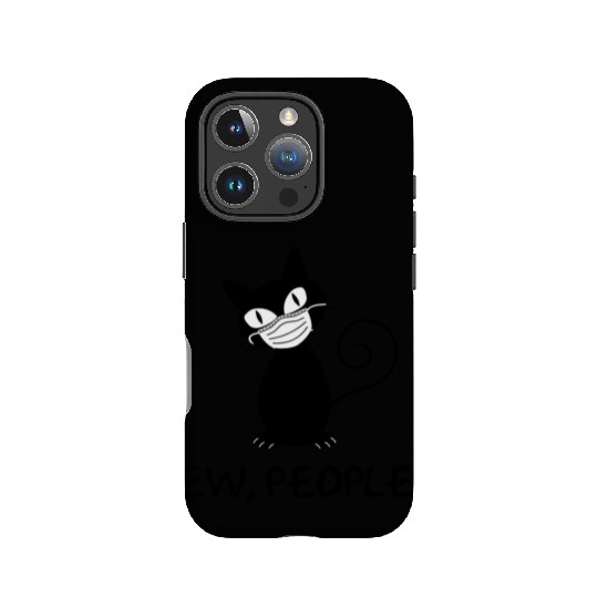 Funny Ew People Black Cat Face Mask IPhone Cases