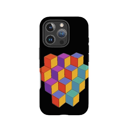 3d Cubes Orange Purple Red Blue Green Yellow IPhone Cases