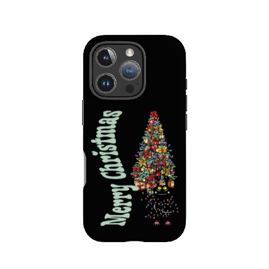 Cat Tangled In the Christmas Tree Lights IPhone Cases