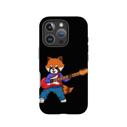 Comic Red Panda Playing Electric Guitar IPhone Cases