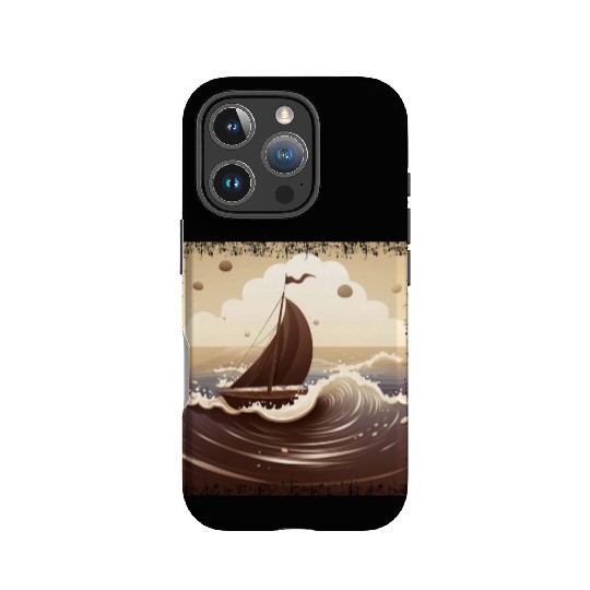 Chocolate Brown Dinghy on Rough Seas IPhone Cases