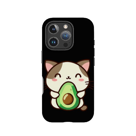 Cat with avocado IPhone Cases