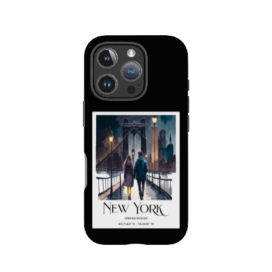 Watercolor painting loving couple in New York City IPhone Cases