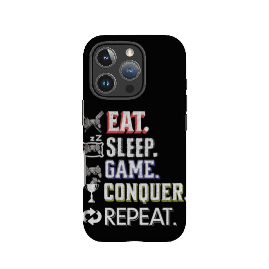 Eat Sleep Game Conquer Repeat | Gamer Quote IPhone Cases