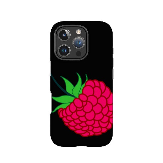 Raspberry red with green leaves IPhone Cases