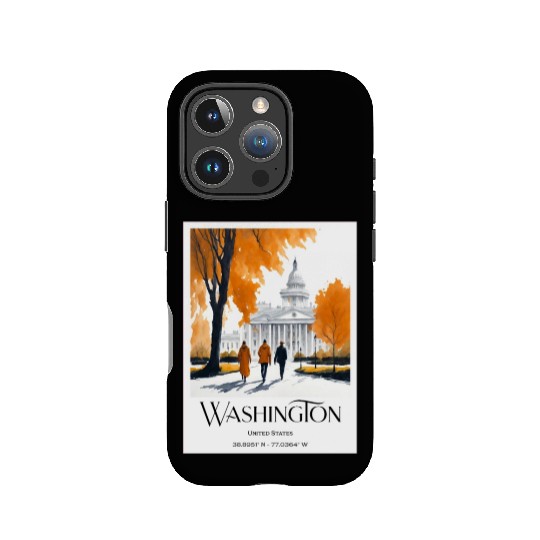 Watercolor painting loving couple in Washington DC IPhone Cases