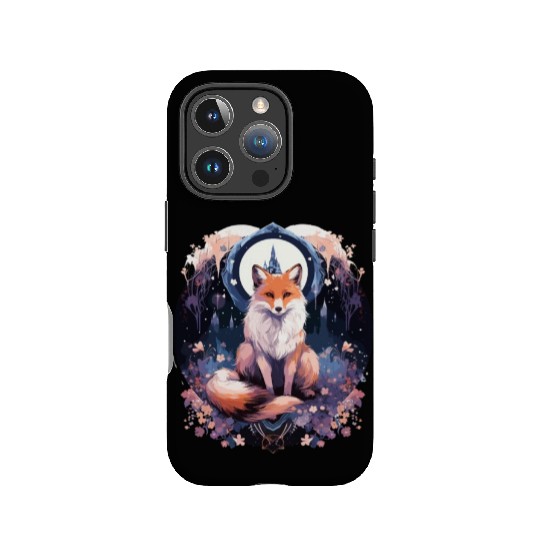 Celestial moon flower fox sitting tall IPhone Cases