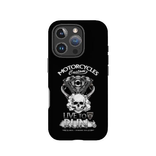 Moto skull, Black and white - Live to run IPhone Cases