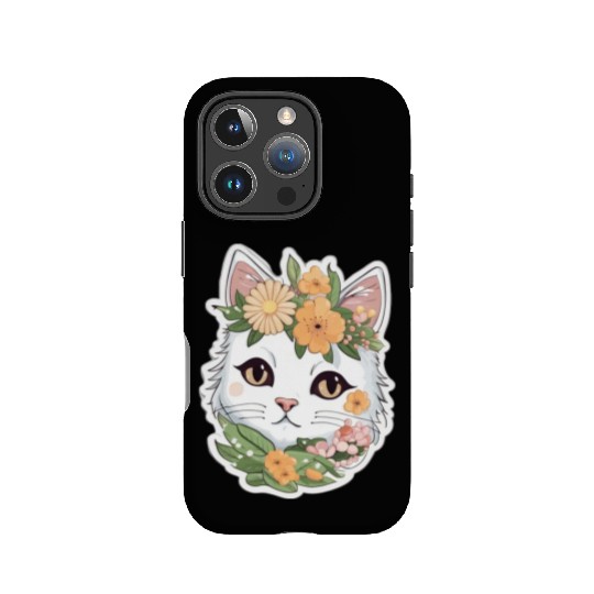 Cat and Flowers IPhone Cases