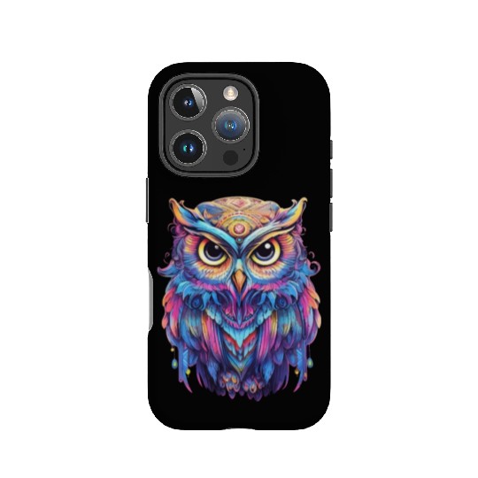 Luminous Nocturne: Holographic Owl Splendor IPhone Cases
