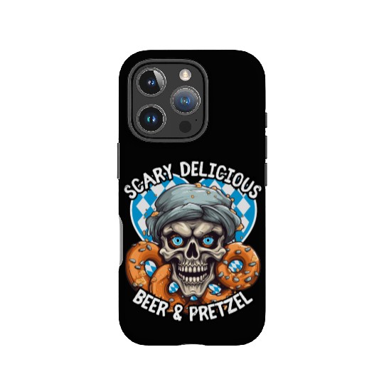 Skull beer and pretzel - Scary delicious IPhone Cases