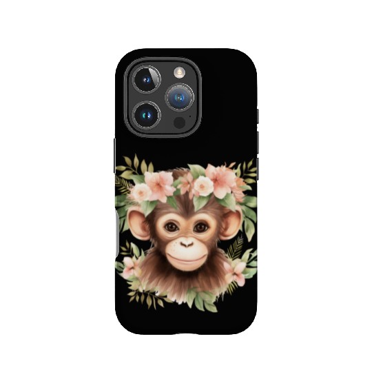 Monkey Chimpanzee Jungle Animal Boho Floral Ape IPhone Cases
