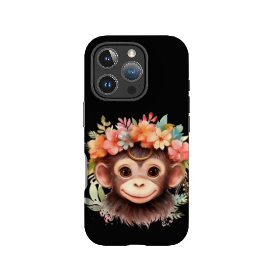 Monkey Chimpanzee Jungle Animal Boho Floral Ape IPhone Cases