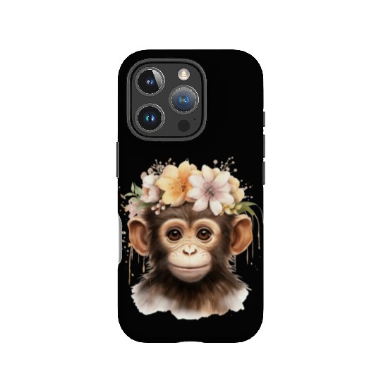 Monkey Chimpanzee Jungle Animal Boho Floral Ape IPhone Cases