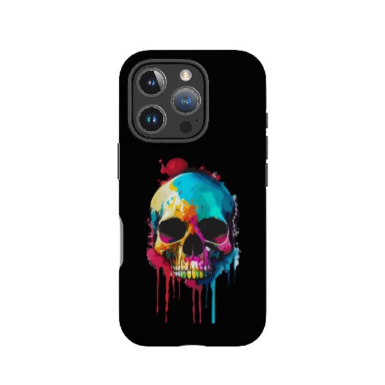 Psychedelic skull meltdown IPhone Cases
