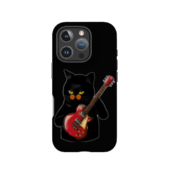 Rock Cat Playing Guitar - Funny Guitar Cat IPhone Cases