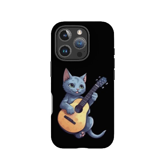Rock Cat Playing Guitar - Funny Guitar Cat IPhone Cases