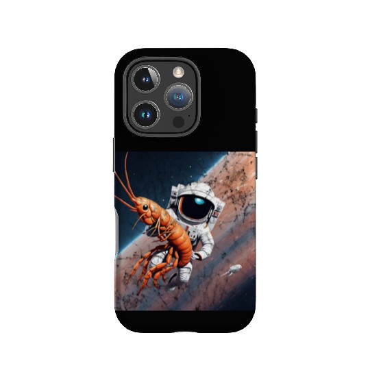 Astronaut in space with shrimp IPhone Cases