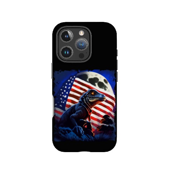America lizard under Moon with American Flag IPhone Cases