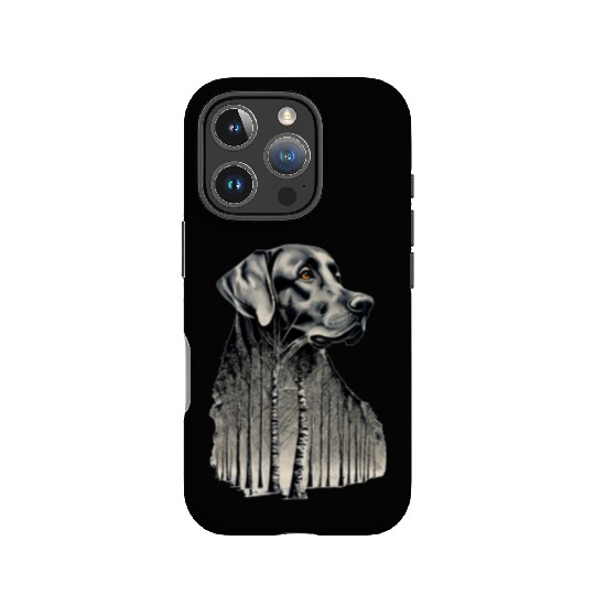 Funny black labrador charcoal drawing IPhone Cases