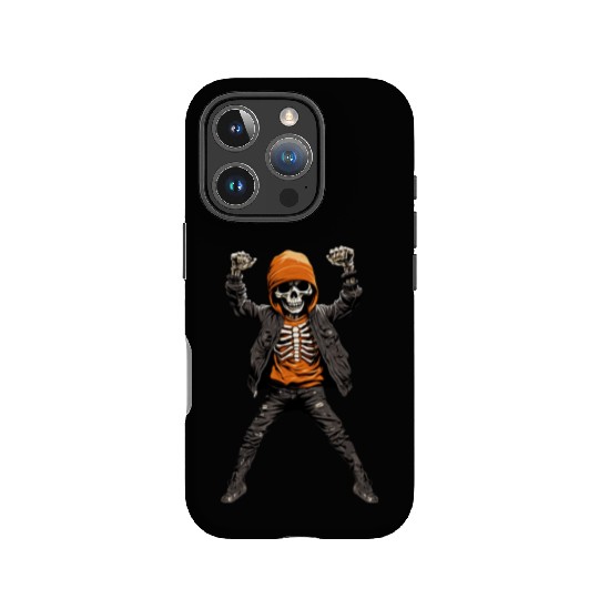 Skeleton in Orange is Dancing with Hands Up IPhone Cases