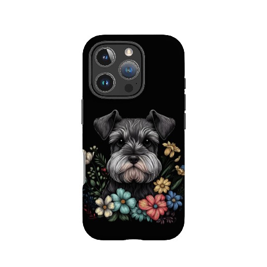 Miniature Schnauzer Flower Garden Cute Puppy Dog IPhone Cases