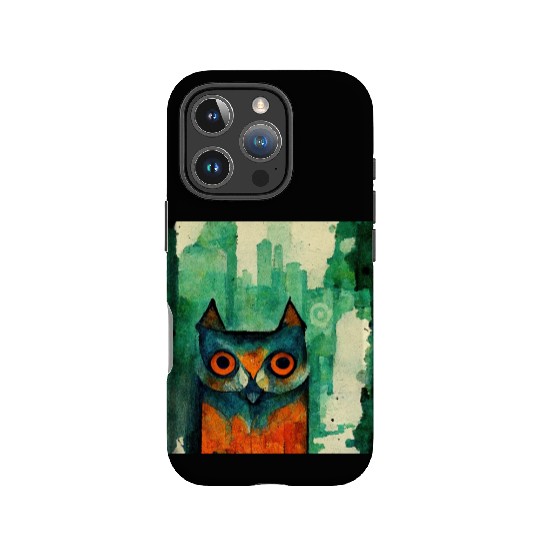 Mod Owl: Watercolor CIty Owl IPhone Cases