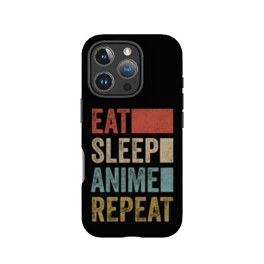 Vintage Retro Eat Sleep Anime Repeat Gift Funny IPhone Cases