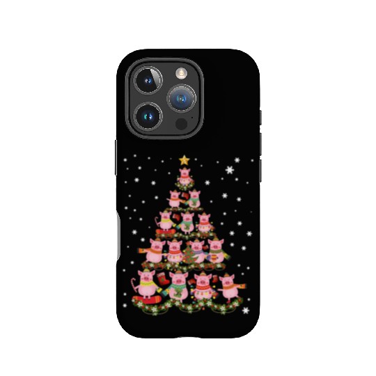 Pigs Christmas Tree Pigs Xmas Ornaments IPhone Cases