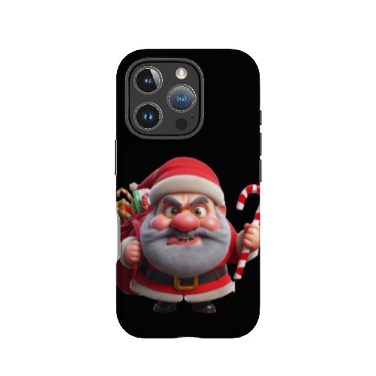 Crazy Santa with Candy Canes IPhone Cases
