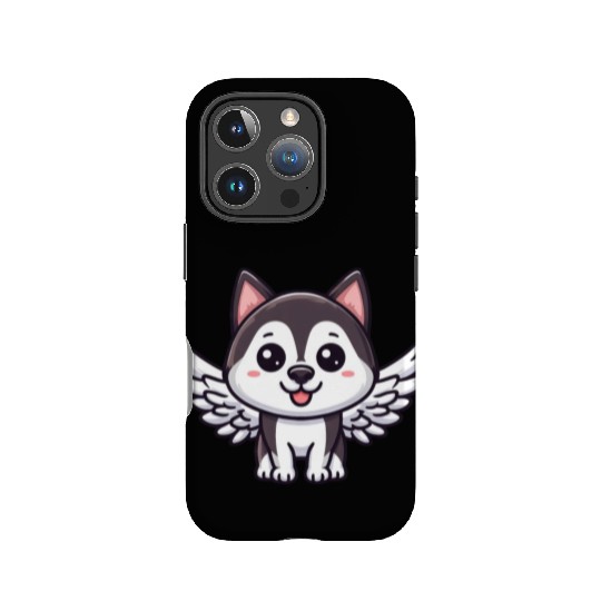 Angel Husky, Winged Comic, Heavenly Dog IPhone Cases