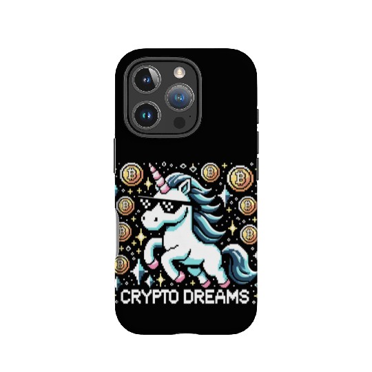 Crypto Dreams - 8-bit Unicorn Amidst Digital Coins IPhone Cases