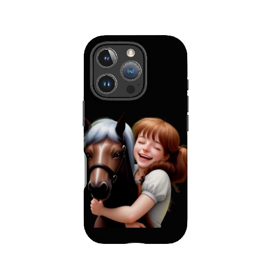 Little Girl Hugs Her Pony IPhone Cases