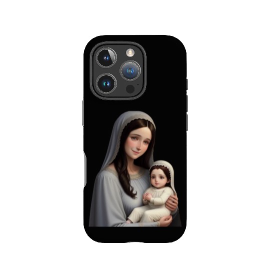 Smiling Mother Mary with Baby Jesus IPhone Cases